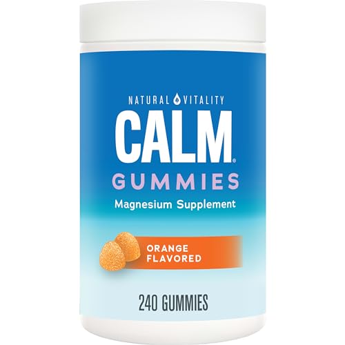 Natural Vitality Calm, Magnesium Citrate Supplement, Stress Relief Gummies, Supports a Healthy Response to Stress, Gluten Free, Vegan, Orange, 240 Gummies