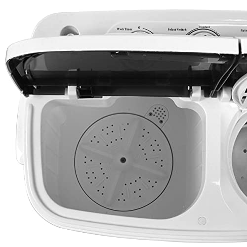 SUPER DEAL Compact Mini Twin Tub Washing Machine 13lbs Capacity Portable Washer Wash and Spin Cycle Combo, Built-in Gravity Drain for Camping, Apartments, Dorms, College, RV’s and Small Spaces