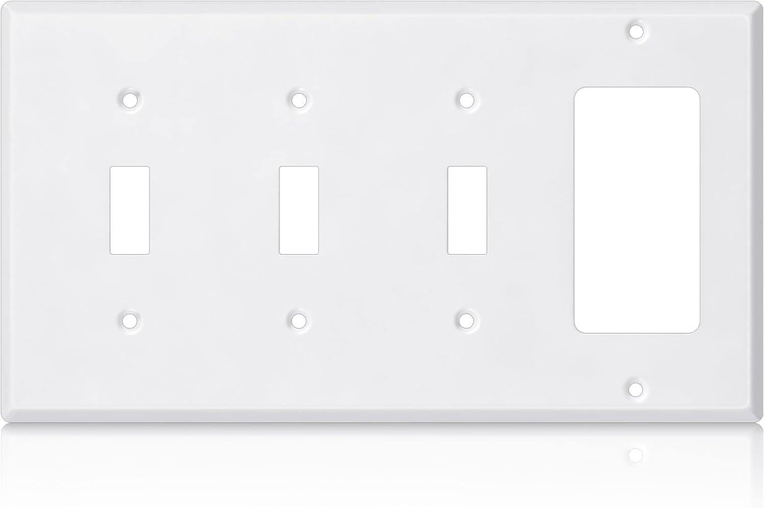 Kingdder 1 Pcs 4gang Wall Plate, 3-toggle/1-decorator, Stainless Steel