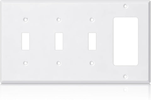 Kingdder 1 Pcs 4gang Wall Plate, 3-toggle/1-decorator, Stainless Steel