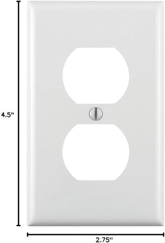 Leviton 1-Gang Duplex Device Receptacle Wallplate, Standard Size, Thermoplastic Nylon, Device Mount, 1 Pack, 80703-W, White