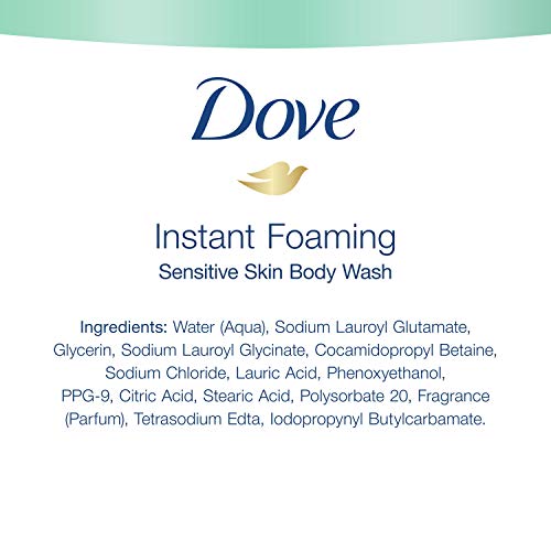 Dove Instant Foaming Body Wash for Softer and Smoother Skin Sensitive Skin Effectively Washes Away Bacteria While Nourishing Your Skin 13.5 oz Pack of 4