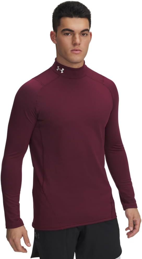 Under Armour Men's ColdGear Fitted Mock, (609) Maroon / / White, XX-Large