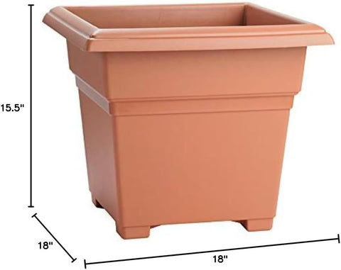 Root & Vessel Countryside Square Planter, Terra Cotta, 18-Inch