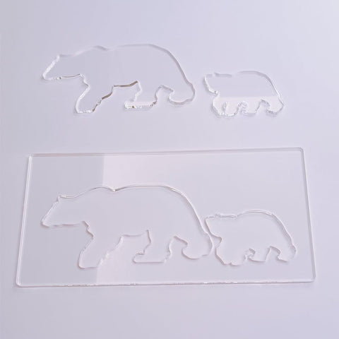 Clear Acrylic Bear Router Template,Bear and Cub Router Template,Router Inlay Template for Woodworking and Craft (6''x12'')