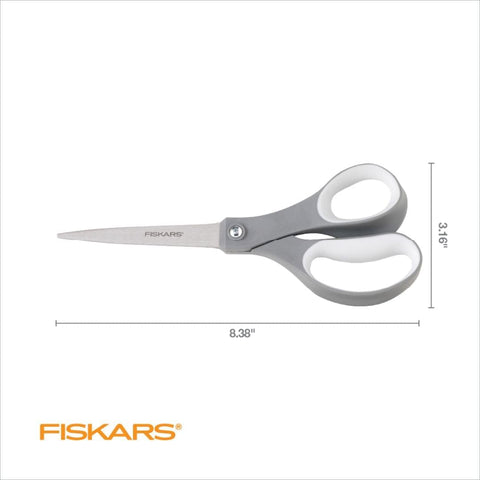 Fiskars 8" SoftGrip Everyday All Purpose Scissors, Office & Crafts, Grey