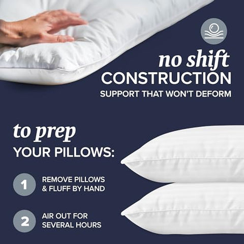 Beckham Hotel Collection Bed Pillows Standard / Queen Size Set of 2 - Down Alternative Bedding Gel Cooling Pillow for Back, Stomach or Side Sleepers