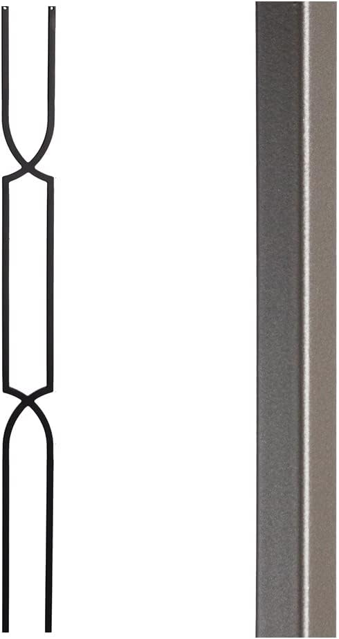 Satin Black - 16.6.11 Crossed Arch Hollow Iron Baluster for Staircase Remodel