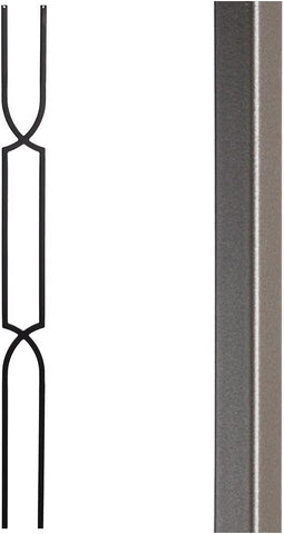 Satin Black - 16.6.11 Crossed Arch Hollow Iron Baluster for Staircase Remodel