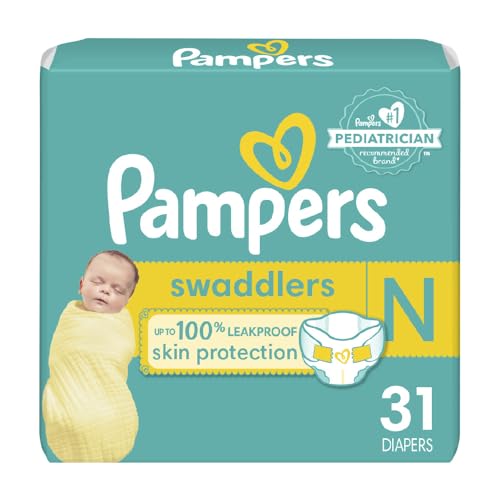 Pampers Swaddlers Diapers Newborn - Size 0, 31 Count, Ultra Soft Disposable Baby Diapers