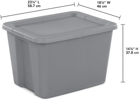 18 Gal Storage Bin with Snap-On Lid, Stackable Plastic Tote, Gray