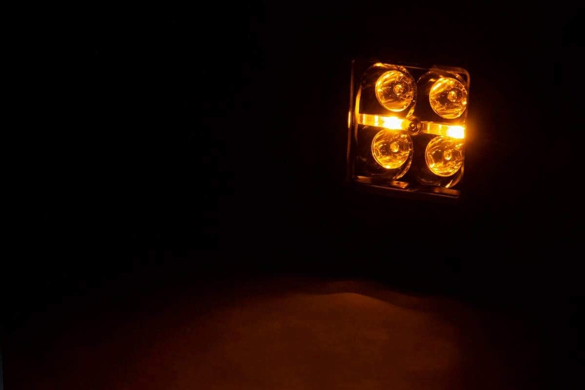 Rough Country 2" Black Series Square LED Cube Lights | Amber DRL - 70903BLKDRLA