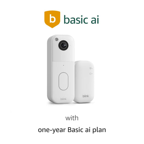Blink Video Doorbell with 1-year Basic ai plan – Head-to-toe HD view, two-year battery life, and simple setup. Sync Module Core included – System (White)