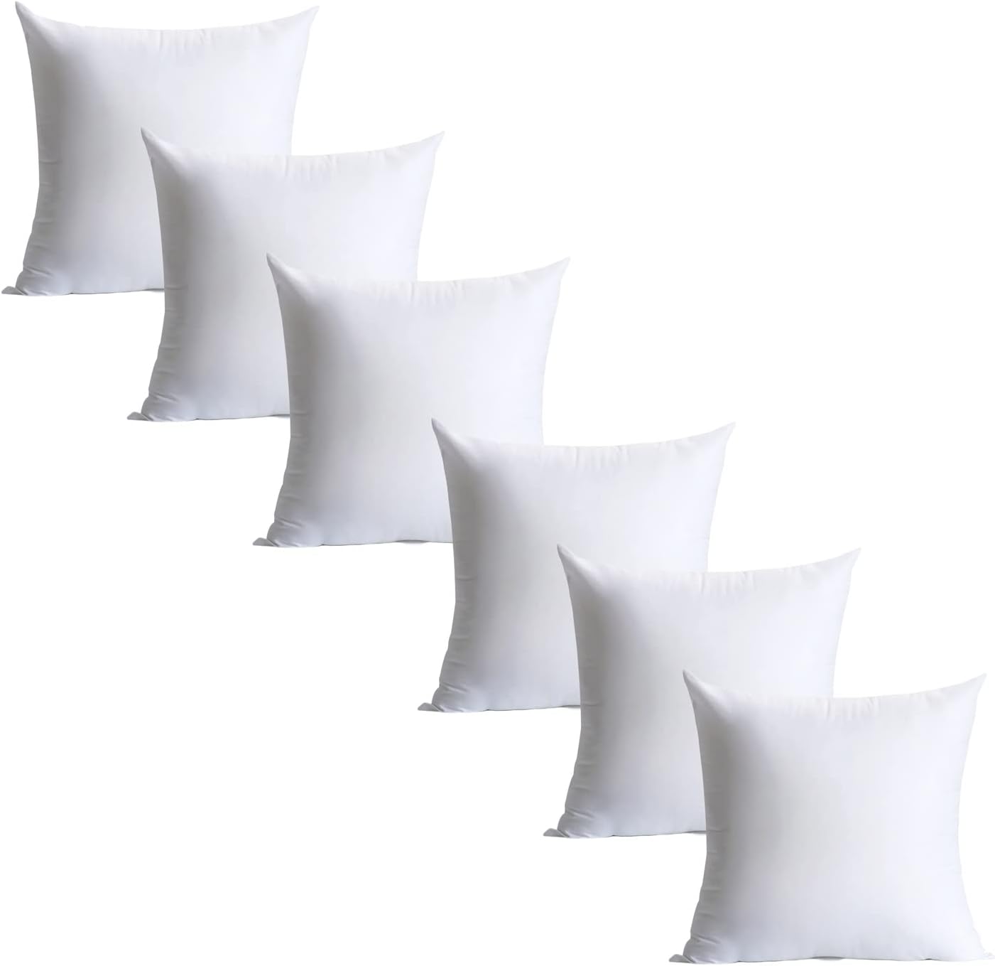 Calibrate Timing 16 x 16 inches Pillow Inserts, Set of 6 Hypoallergenic Brushed Microfiber Liner Down Alternative Filled Square Cushion Throw Pillow