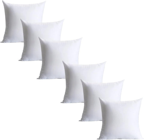Calibrate Timing 16 x 16 inches Pillow Inserts, Set of 6 Hypoallergenic Brushed Microfiber Liner Down Alternative Filled Square Cushion Throw Pillow
