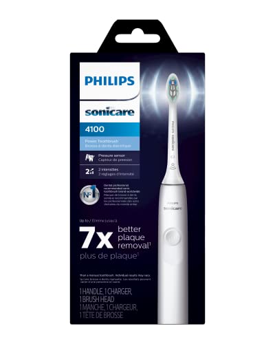 Philips Sonicare 4100 Power Toothbrush, Rechargeable Electric Toothbrush with Pressure Sensor, White HX3681/23