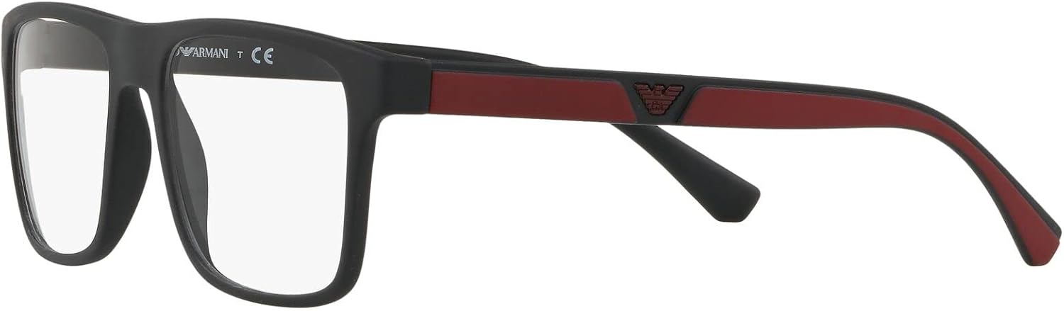 Emporio Armani Mens EA4115 Rectangular Eyewear Frames With Two Interchangeable Sun Clip-ons