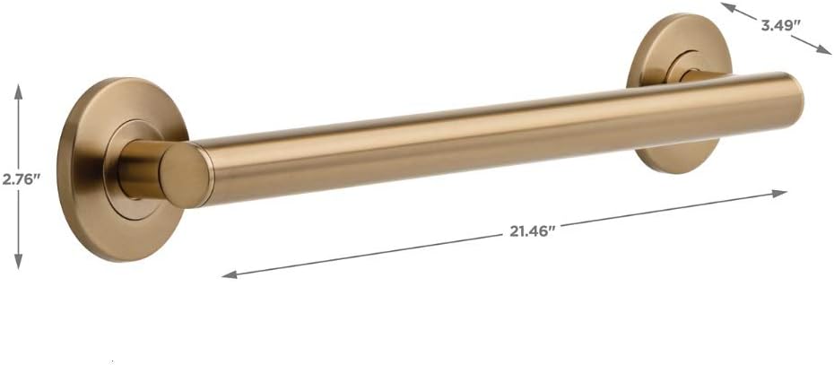 Delta Contemporary (1-Pack) 18" Shower Grab Bar Seniors ADA Compliant Champagne Bronze 450 lb Capacity Bathroom Safety Handle for Shower, Bathtub | Wall Mounted Balance Assist, Grip Bar 41818-CZ
