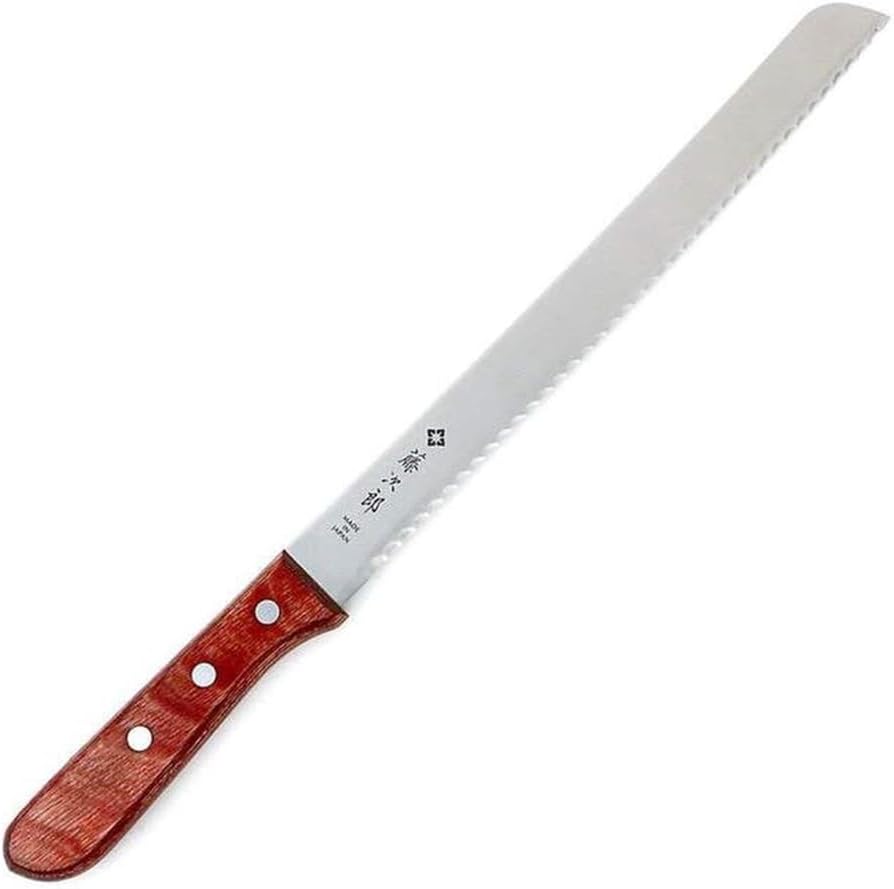 Tojiro Japan Hand Made Bread Knife Slicer Cutter, 14.75", Stainless and Wood - Reinforced Laminated Material