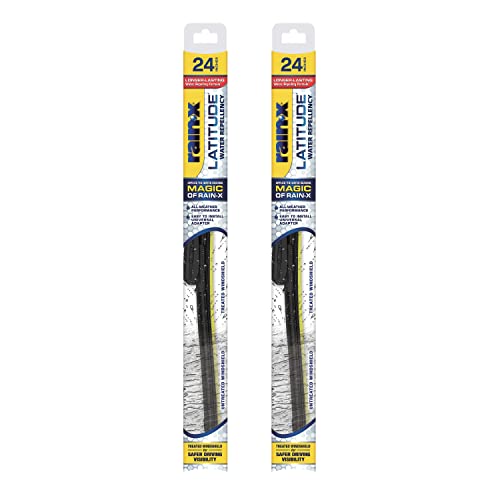 Rain-X 810205 Latitude 2-In-1 Water Repellent Wiper Blades, 24 Inch Windshield Wipers (Pack Of 2), Automotive Replacement Windshield Wiper Blades With Patented Rain-X Water Repellency Formula