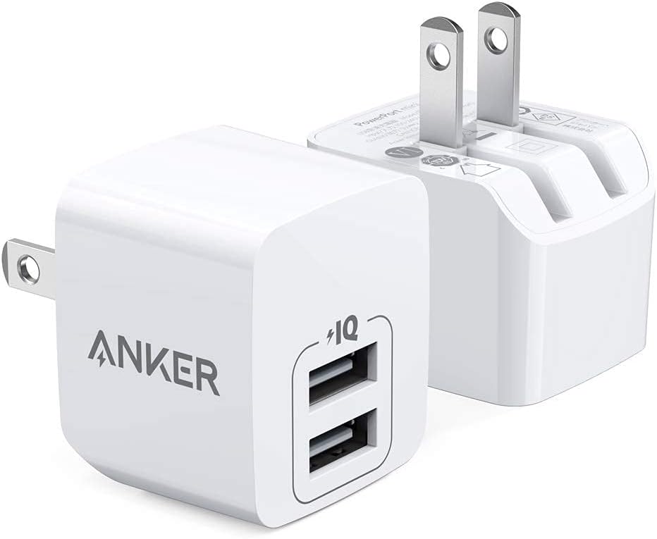 Anker 2-Pack USB Charger, Dual Port 12W Wall Charger with Foldable Plug, Compatible with iPhone XS/X/8/8 Plus/7/6S/6S Plus, iPad, Samsung Galaxy Note 5/Note 4, HTC, Moto, and More Devices