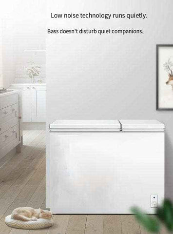Chest Freezer 7.7 Cu.ft Double Door Deep Freezers with Removable Baskets,with 7 Temperature Settings, Perfect for Homes, Garages, Basements, RVs, White