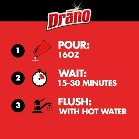 Drano Max Gel Drain Clog Remover and Cleaner for Shower or Sink Drains, Unclogs and Removes Hair, Soap Scum and Blockages, 80 Oz, Pack of 2