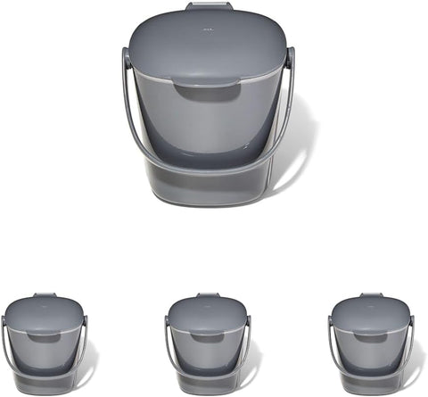 OXO Good Grips Easy-Clean Compost Bin, Charcoal, 0.75 Gallon (Pack of 4)