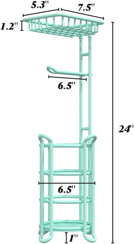 Toilet Paper Roll Holder Stand Nautical Bathroom Tissue Dispenser with Shelf for Larger Rolls-Mint