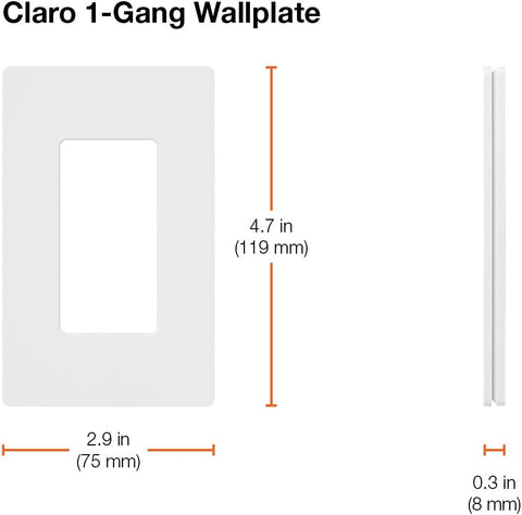 Lutron Claro Light Switch Cover Plate, 1 Gang Wallplate, for Decorator Light Switches, Screwless Switch Plate Cover, Gloss, CW-1-IV, Ivory