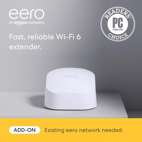 Amazon eero 6 mesh wifi extender - Add up to 1,500 sq. ft. of Wi-Fi 6 coverage to your existing eero mesh wifi network