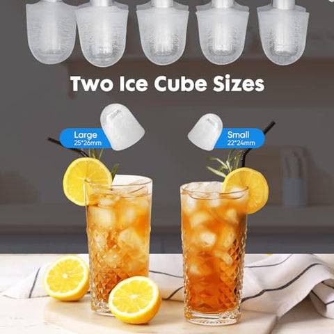 OLIXIS Portable Ice Machine Maker Countertop with Handle, Ice Cube Maker 9 Cubes in 6 Mins, 26.5lbs/24Hrs, 2 Sizes of Bullet Ice, Ice Scoop, Basket for Home Kitchen Office, Green