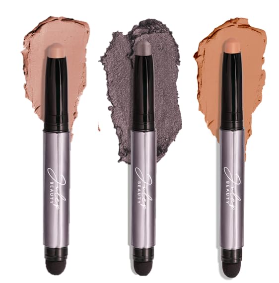 Julep Eyeshadow 101 Trio - Waterproof Crème-to-Powder Eyeshadow Sticks in Putty Matte, Smoky Amethyst, and Ochre Matte - Long-Lasting, Easy-to-Apply - 3pc set