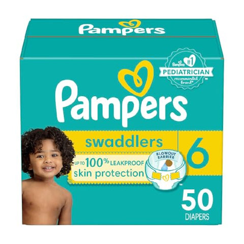 Pampers Swaddlers Diapers - Size 6, 50 Count, Ultra Soft Disposable Baby Diapers