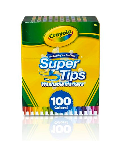 Crayola Super Tips Marker Set (100ct), Fine Point Washable Markers, Drawing Markers for Kids & Adults, Great for Thick & Thin Lines