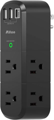 PD20W USB Outlet Extender with Rotating Plug, 6 AC Multi Plug Wall Outlets