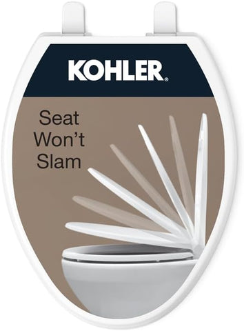 KOHLER Brevia Slow Close Elongated Toilet Seat, White