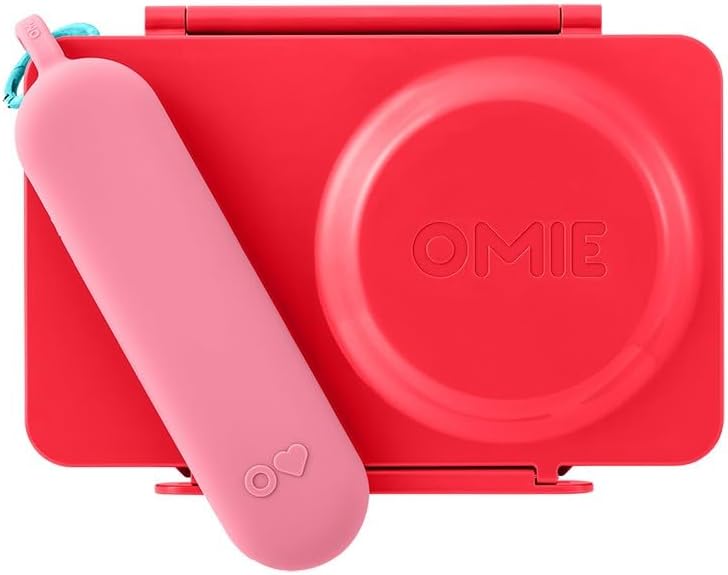 Omie OmieBox Travel Fork & Spoon Set with Case, Pink