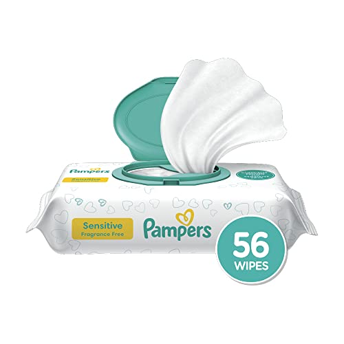 Pampers Baby Wipes Sensitive Perfume Free 1X Pop-Top Pack 56 Count (Pack of 8)