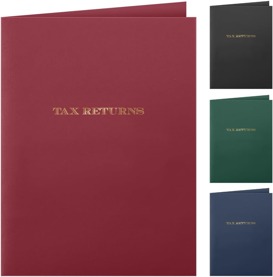 The Gallery Collection, 25 Count, Burgundy, Tax Returns Pocket Folders, Gold Foil Stamped, for Tax Professionals (9 x 12)