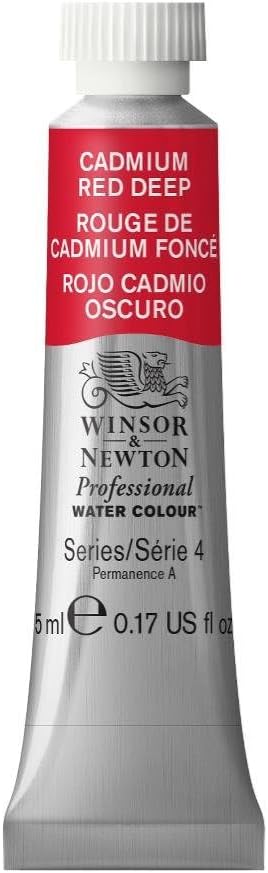 Winsor & Newton Professional Watercolor, 5ml Tube, Cadmium Red Deep