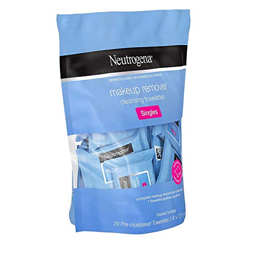 Neutrogena Makeup Remover Cleansing Towelette Singles, Daily Face Wipes to Remove Dirt, Oil, Makeup & Waterproof Mascara, Individually Wrapped, 20 ct (Pack of 2)