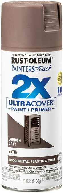 Rust-Oleum Painter's Touch 2X Ultra Cover Spray Paint, Satin London Gray
