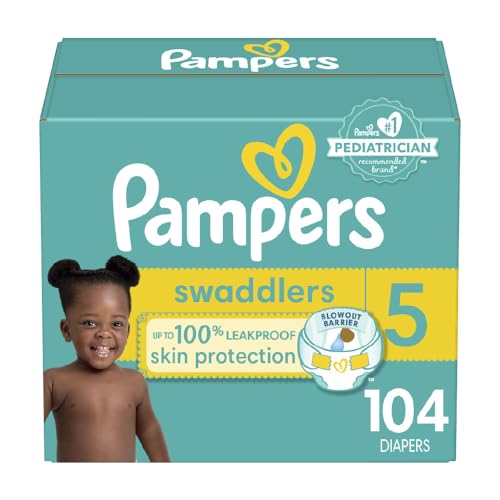 Pampers Swaddlers Diapers - Size 5, 104 Count,(Pack of 1) Ultra Soft Disposable Baby Diapers