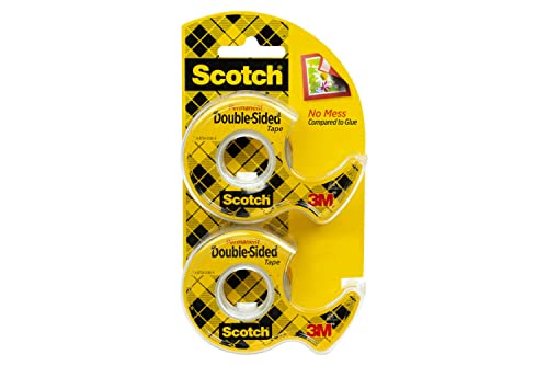 Scotch Double Sided Tape, 0.5 in. x 400 in., 2 Dispensers/Pack