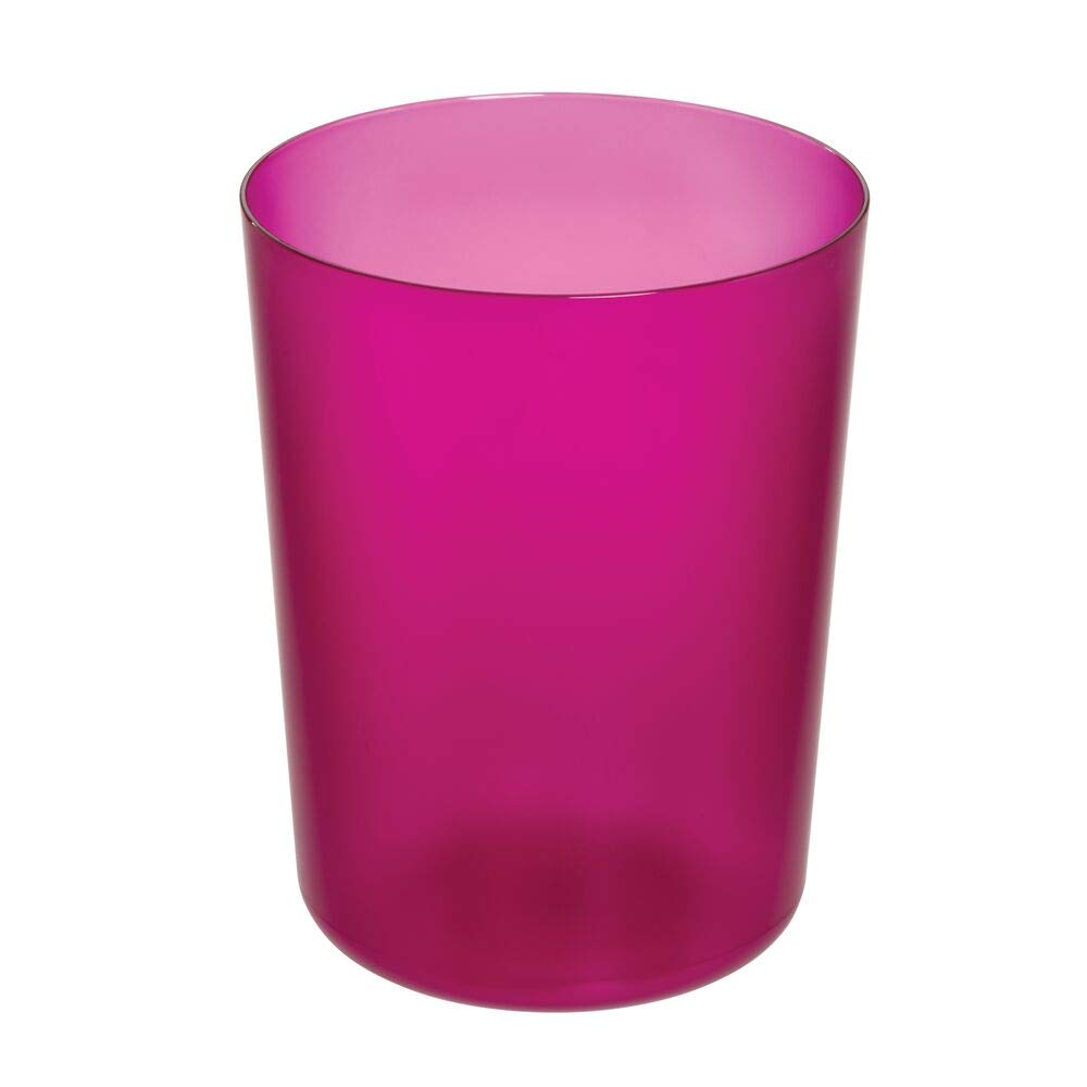 iDesign Round Plastic Trash Can for Bath, Bedroom, Office - The Finn Collection – 7.64" x 10", Magenta