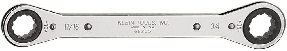 Klein Tools 68204 Ratcheting Box Wrench, Made in USA, 5/8-Inch x 3/4-Inch with Reverse Ratcheting and Chrome Plated Finish