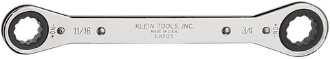 Klein Tools 68204 Ratcheting Box Wrench, Made in USA, 5/8-Inch x 3/4-Inch with Reverse Ratcheting and Chrome Plated Finish