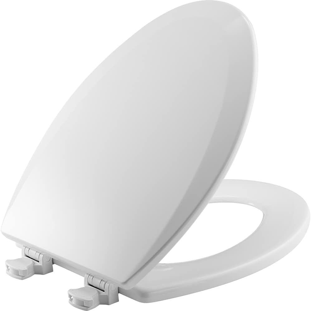 Bemis Wood Elongated Toilet Seat, Easy Clean Hinges, White