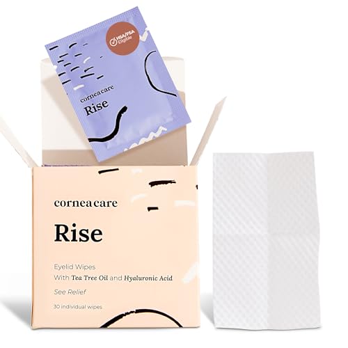 CorneaCare Rise - Eyelid Wipes, w/Tea Tree Oil & Hyaluronic Acid | Eyelid Wipe | Dry Eye Relief | Eye Wipes for Dry Eyes | Travel Ready | 30 Count | FSA & HSA Eligible